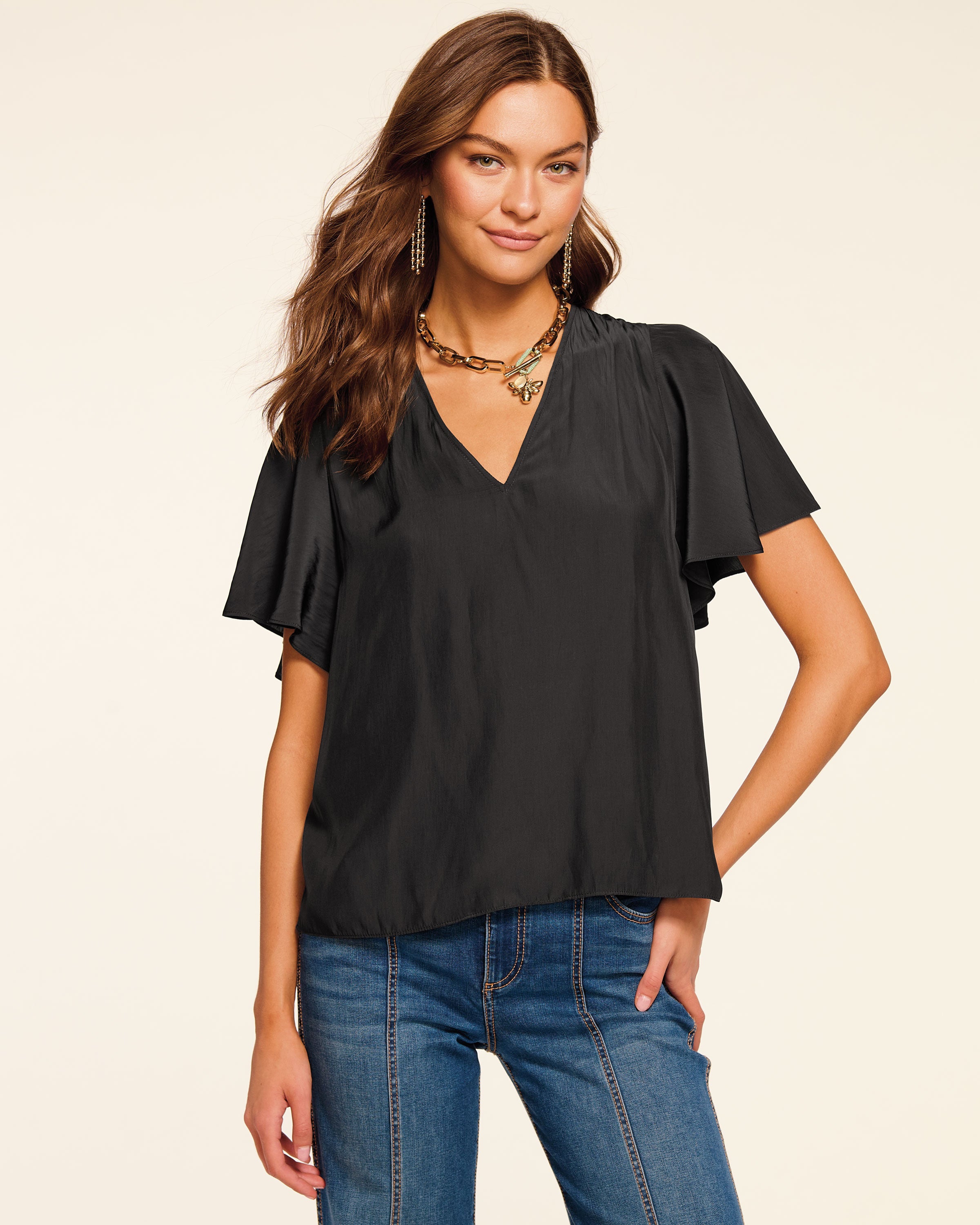 Lolita V-Neck Flutter Sleeve Blouse