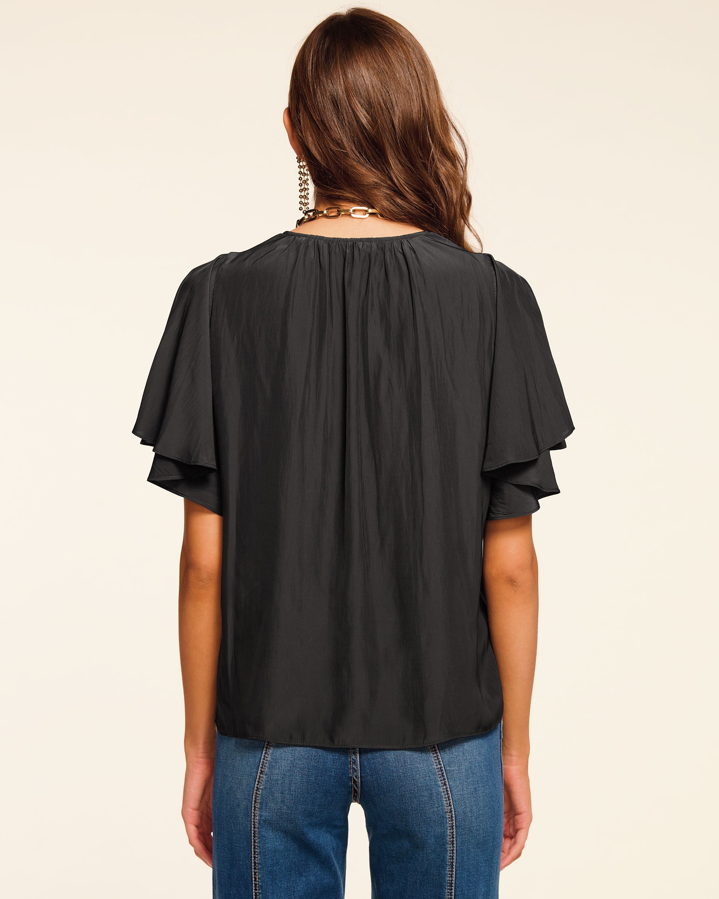 Lolita V-Neck Flutter Sleeve Blouse