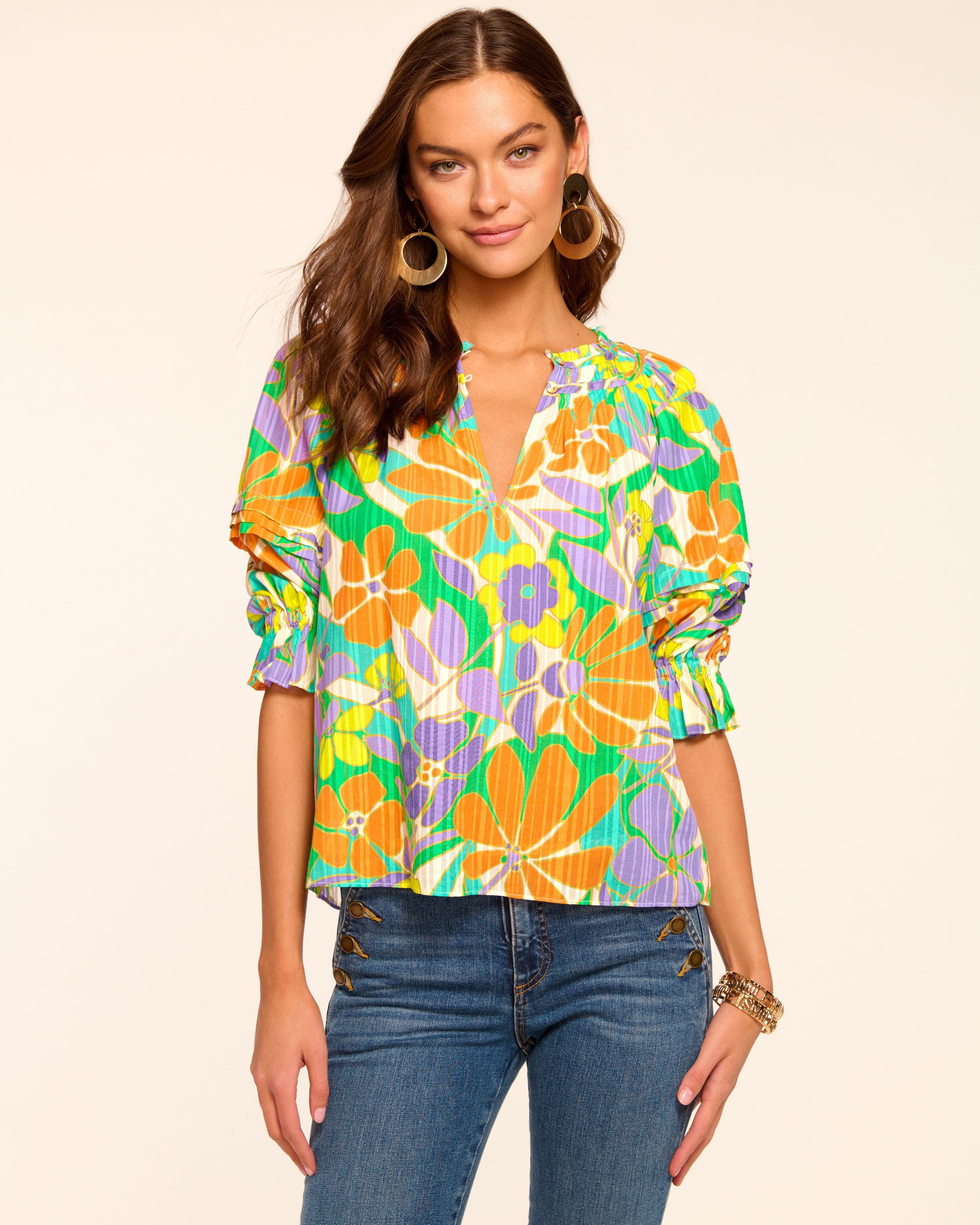 Trixie Puff Sleeve V-Neck Blouse