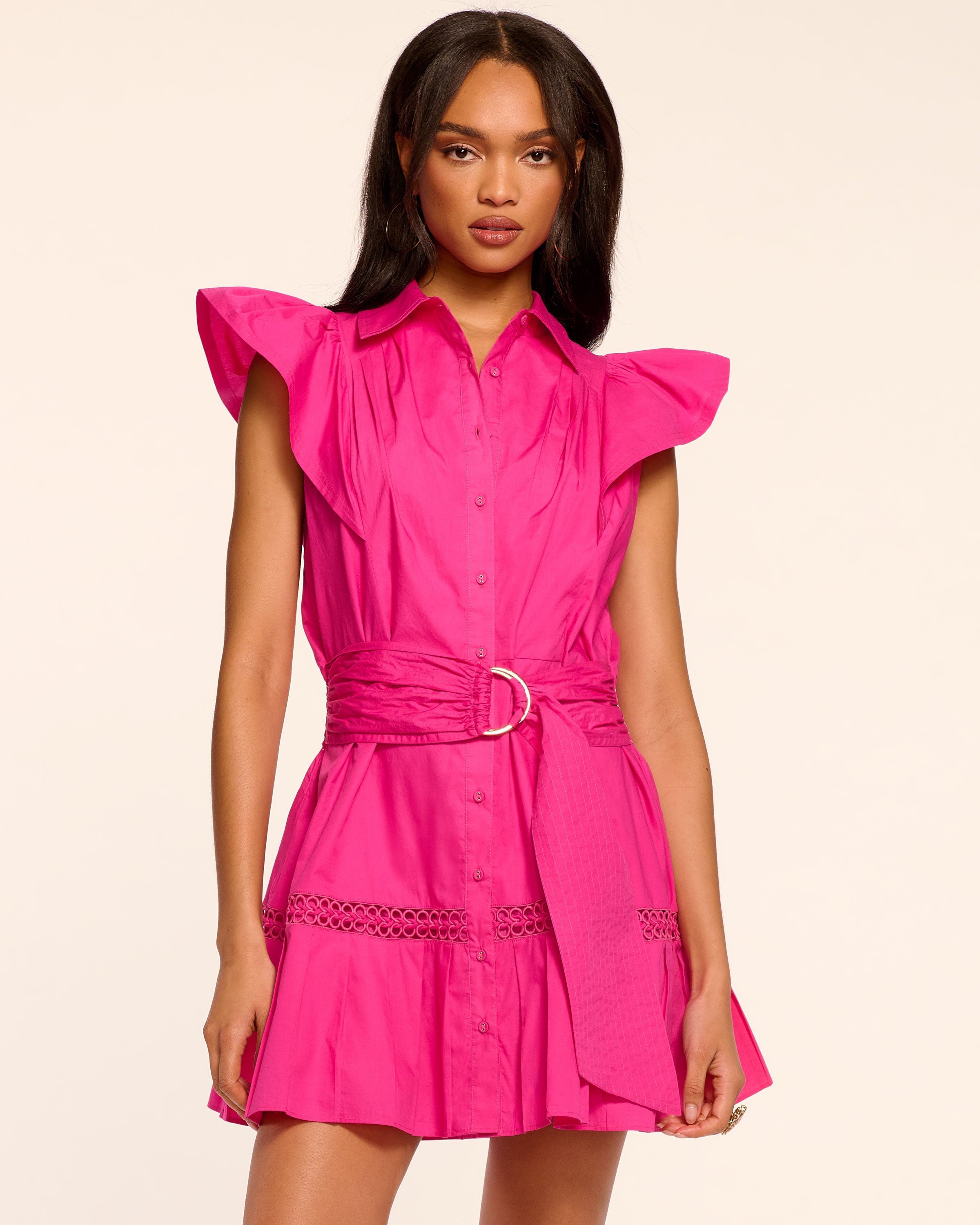 Embroidered Marceline Cotton Poplin Mini Dress