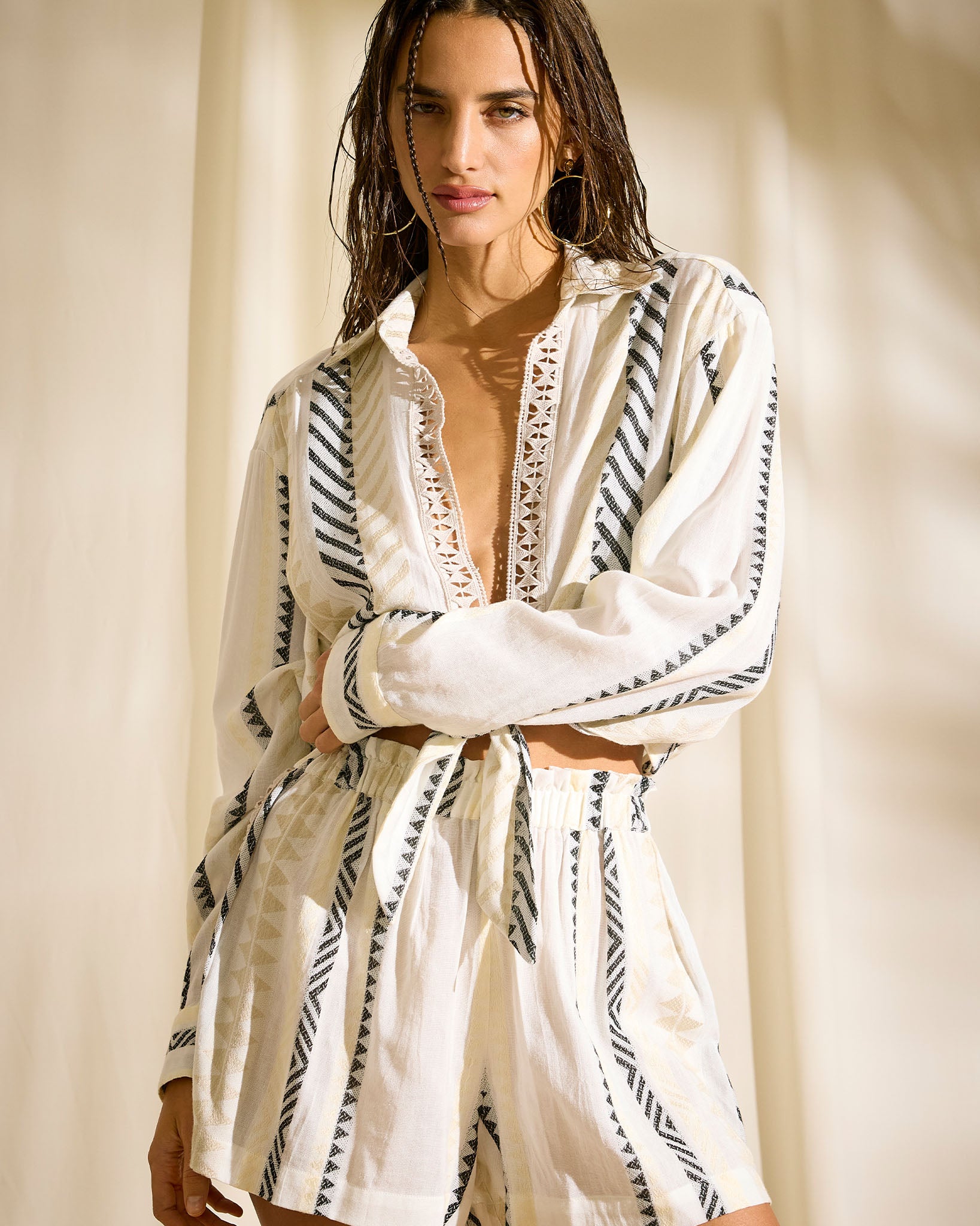 Kaylie Tie Front Coverup Top