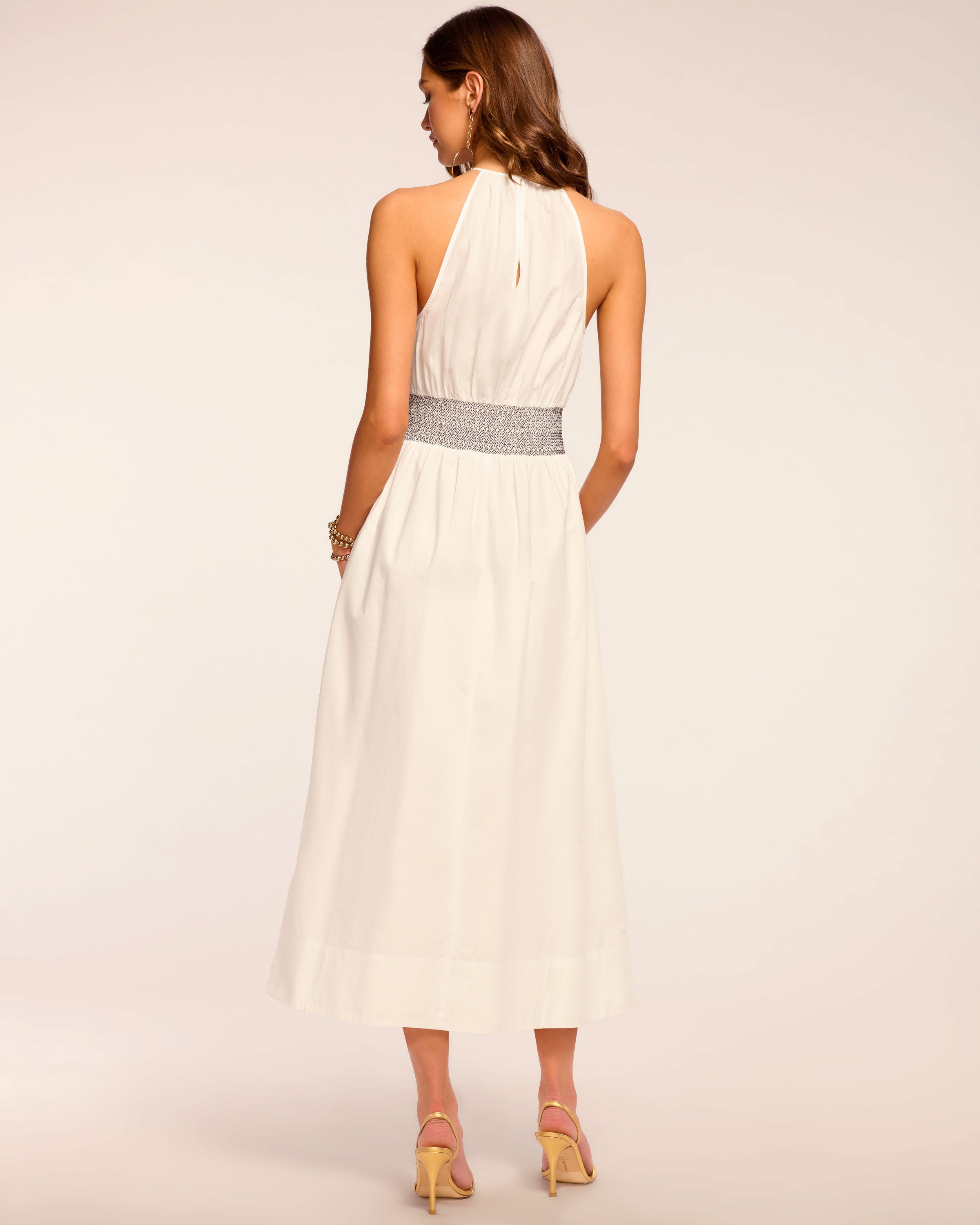 Melanie Smocked Cotton Poplin Midi Dress