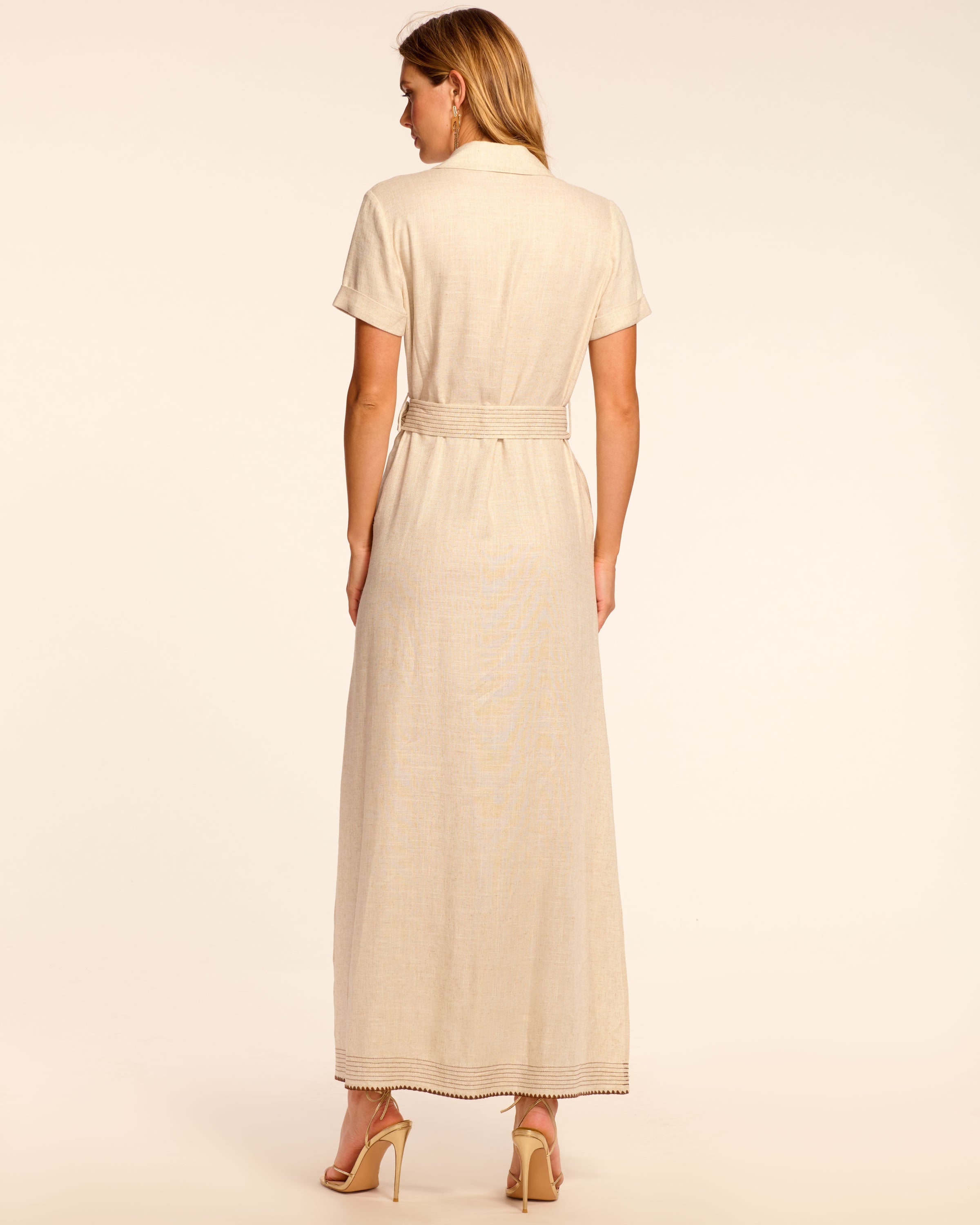 Melina Linen Short Sleeve Maxi Dress