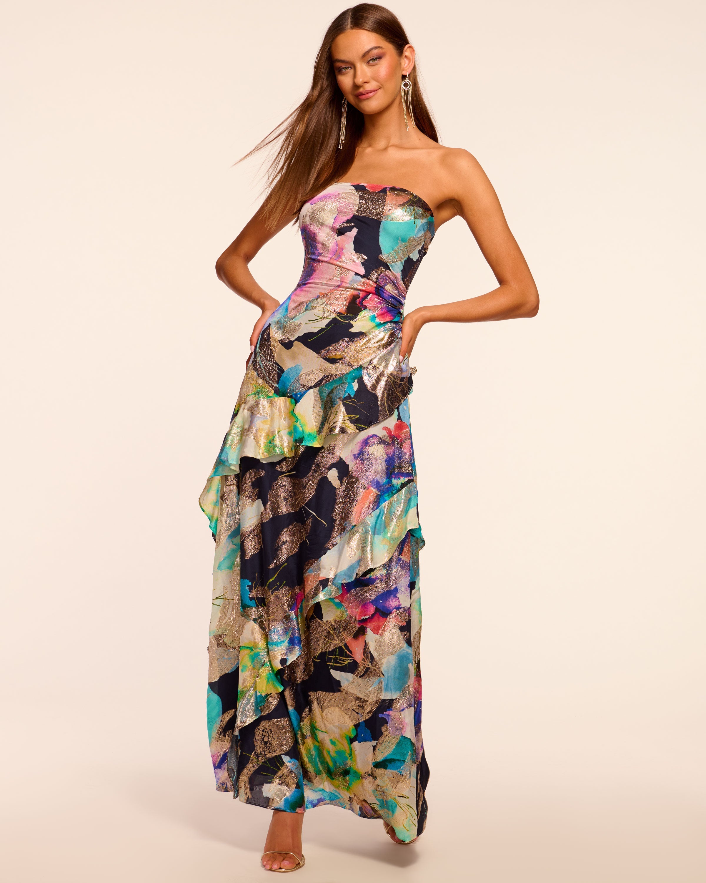 Dominika Strapless Jacquard Gown
