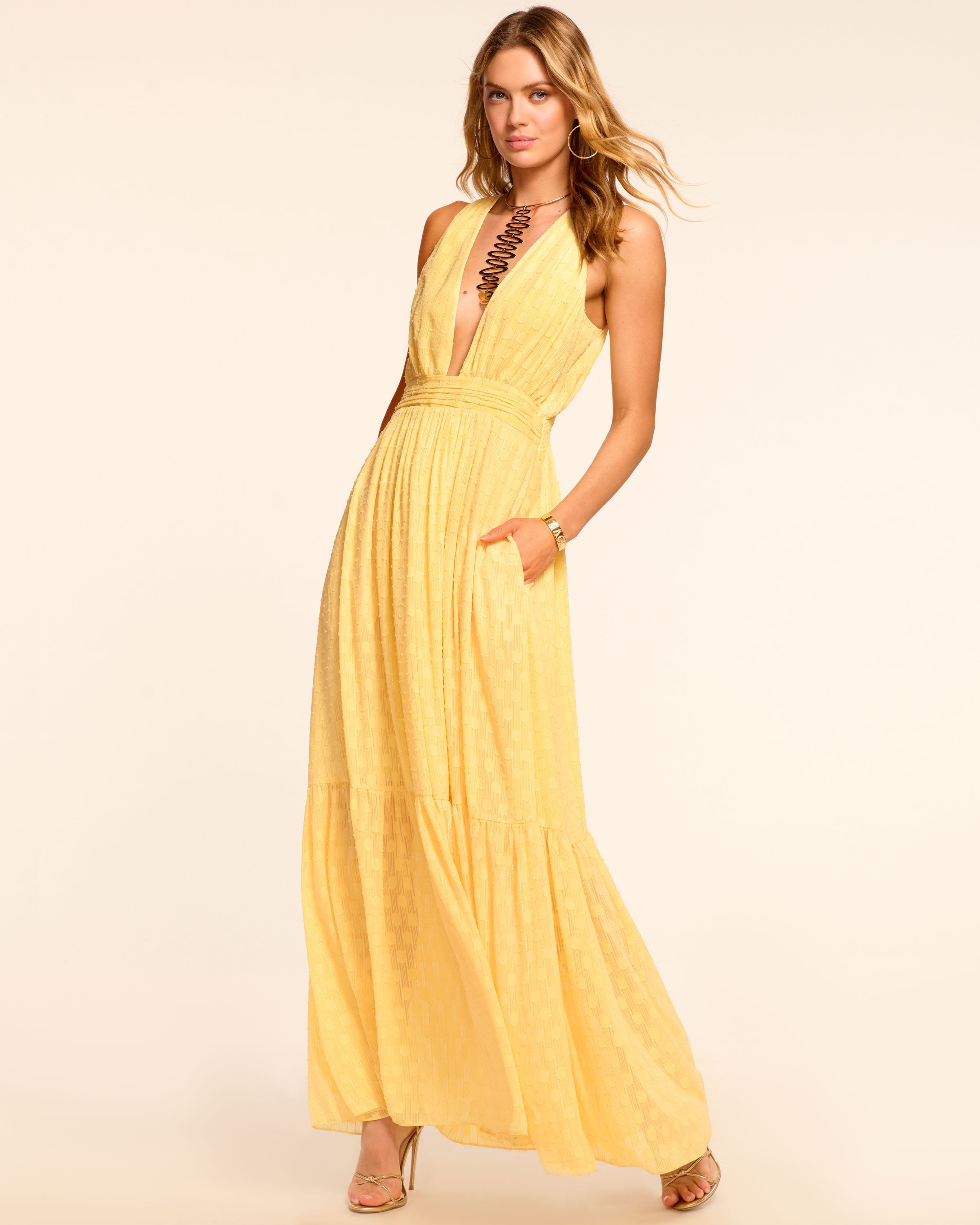 Gisela Chiffon Plunging Maxi Dress