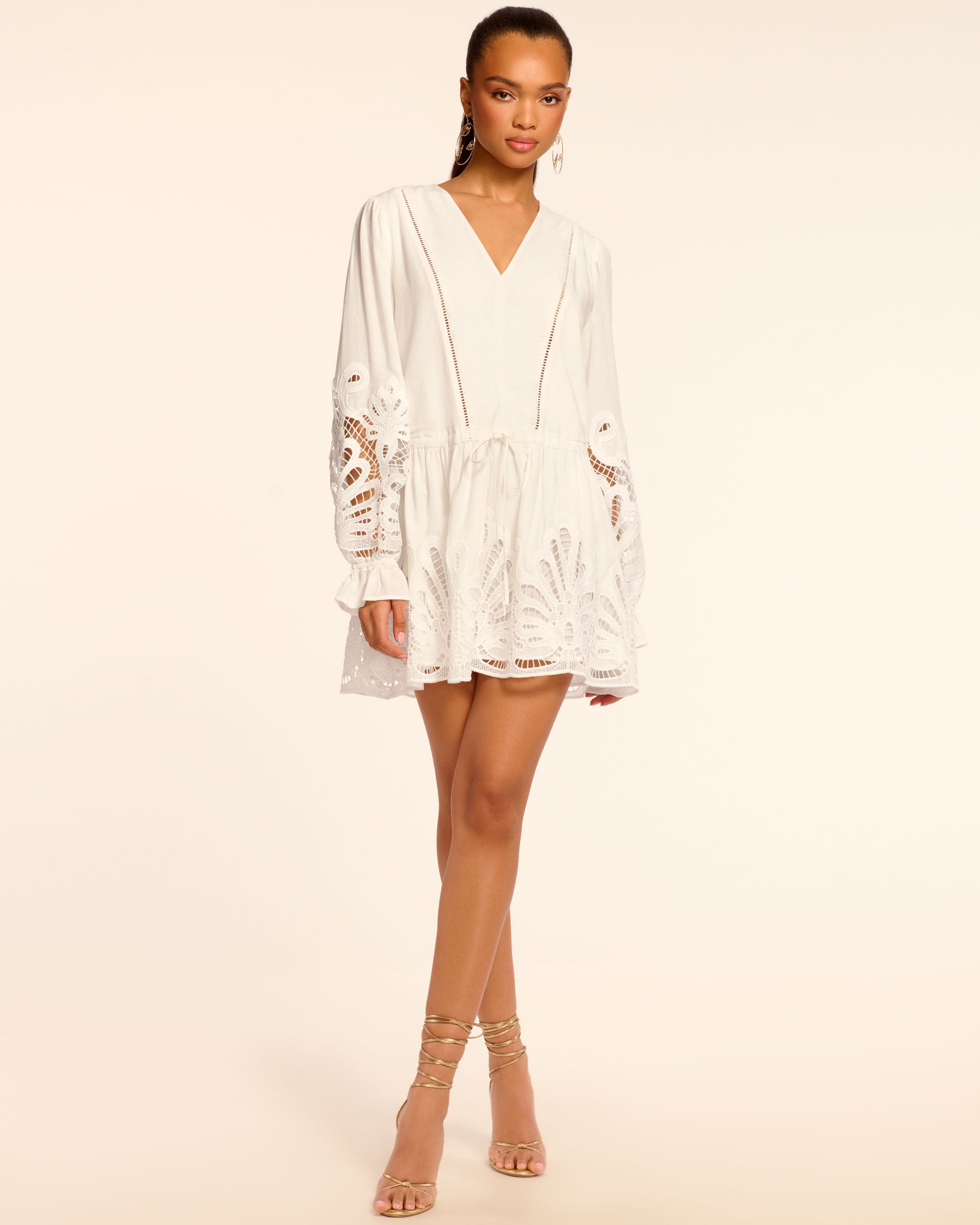 Ingrid Long Sleeve Eyelet Mini Dress