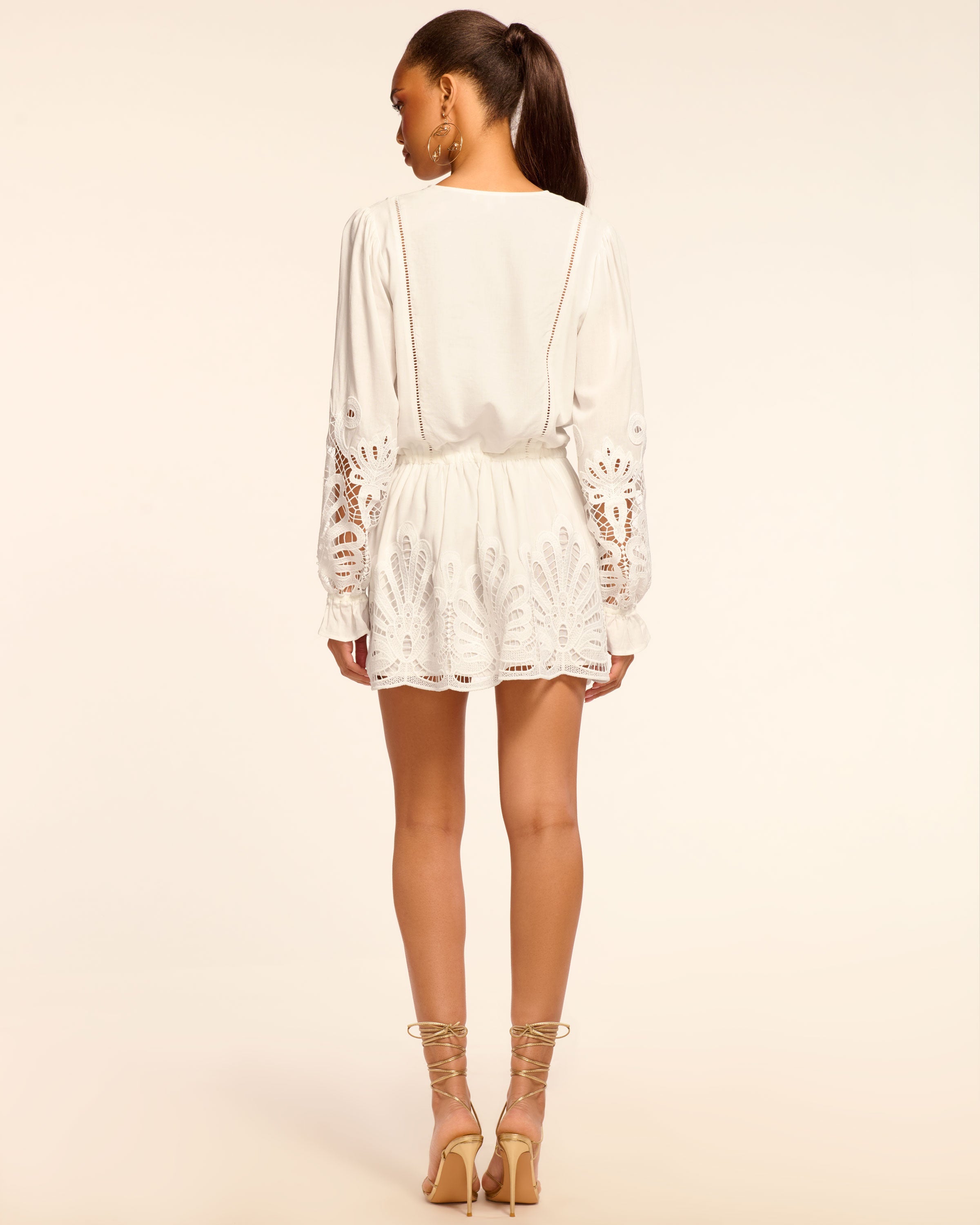 Ingrid Long Sleeve Eyelet Mini Dress