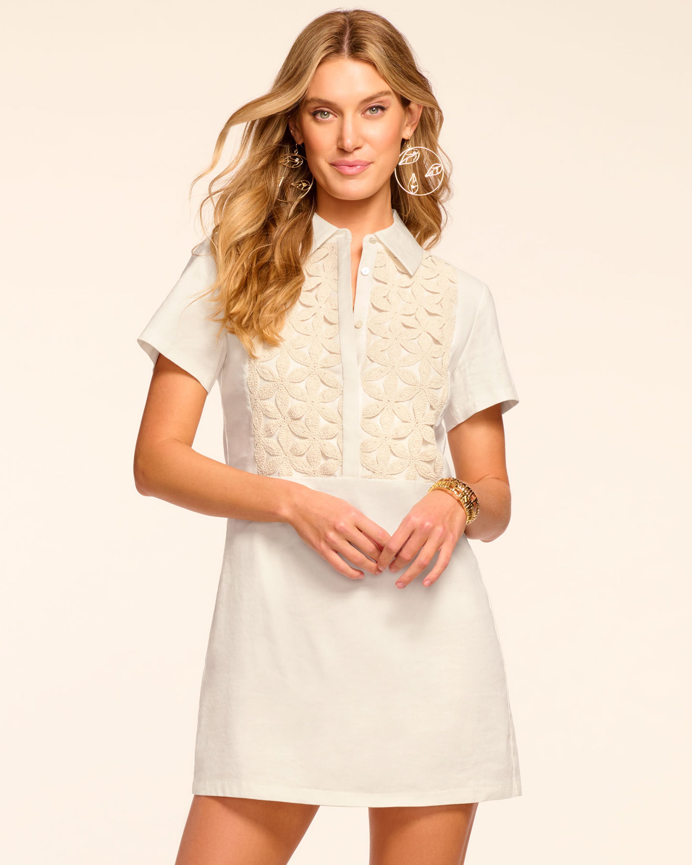 Sabrina Embellished Linen Mini Dress