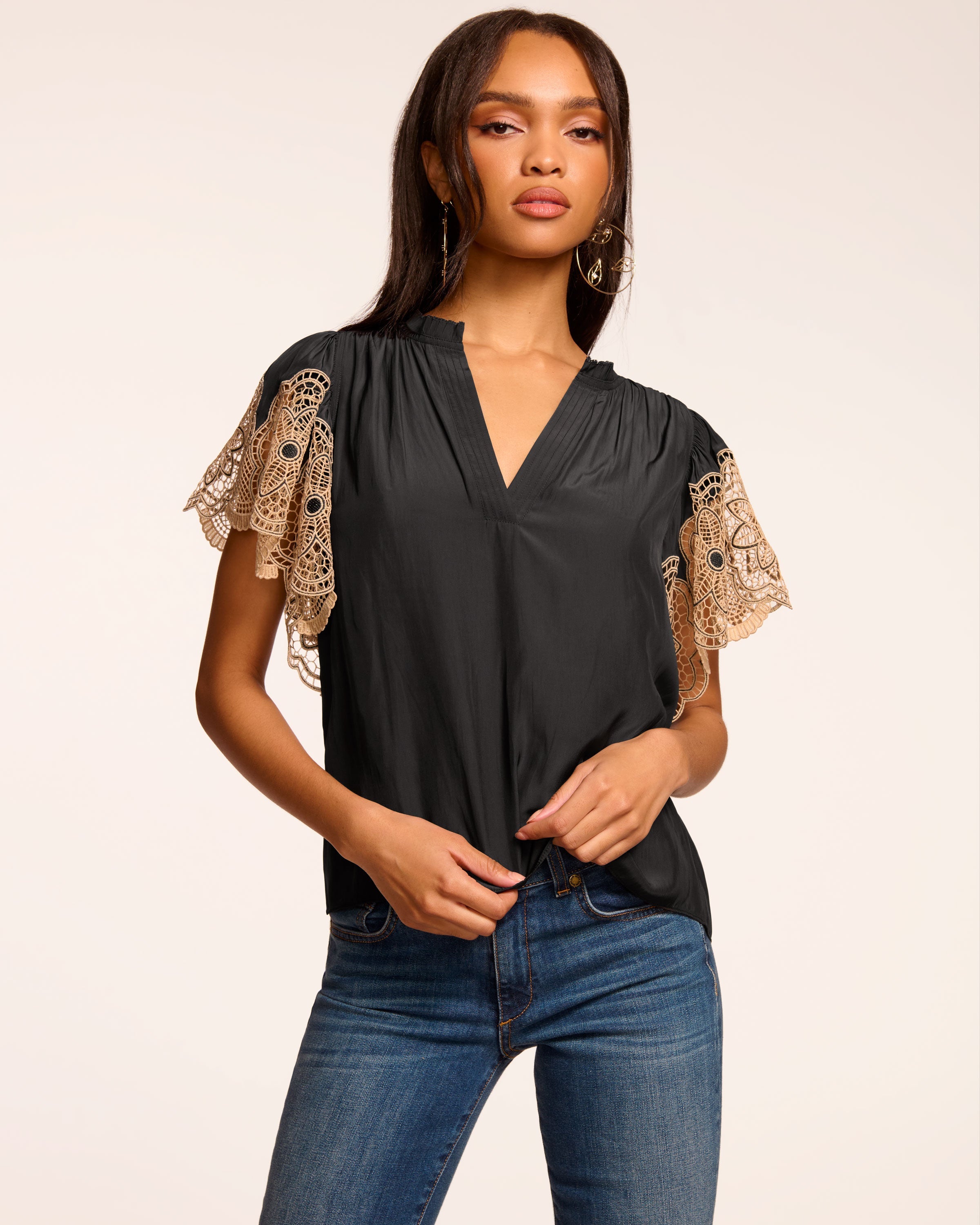Esti Embroidered Short Sleeve Blouse