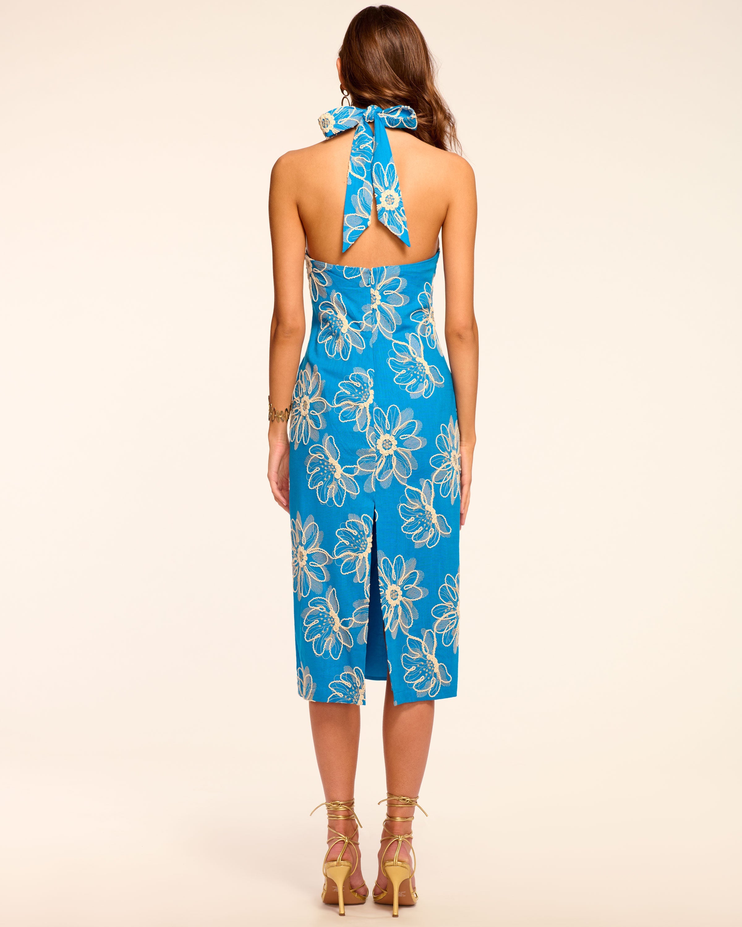 Aiden Embroidered Halter Midi Dress