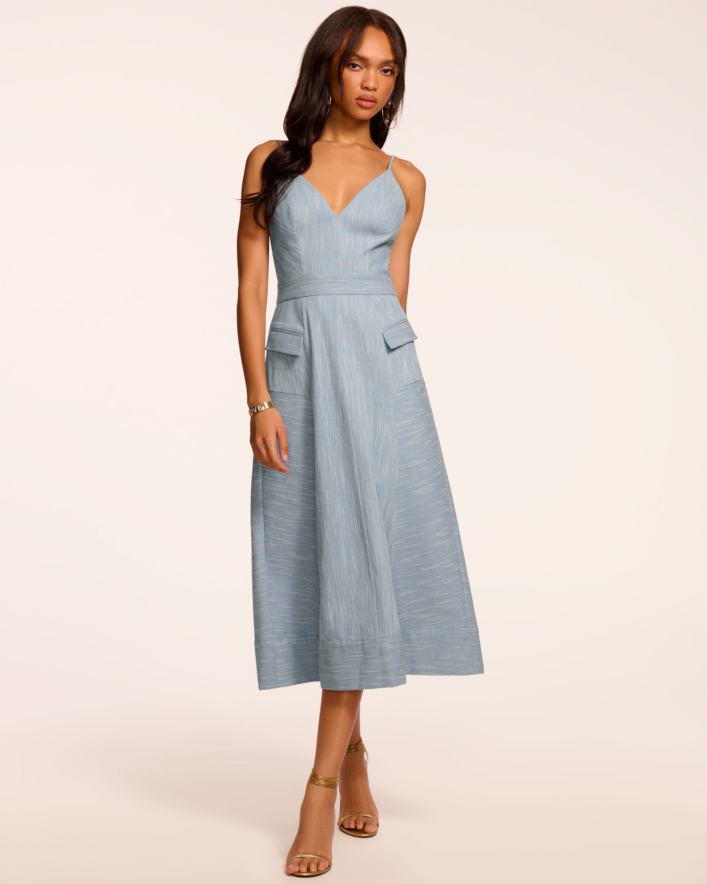 Cassia Textured Sleeveless Midi Dress