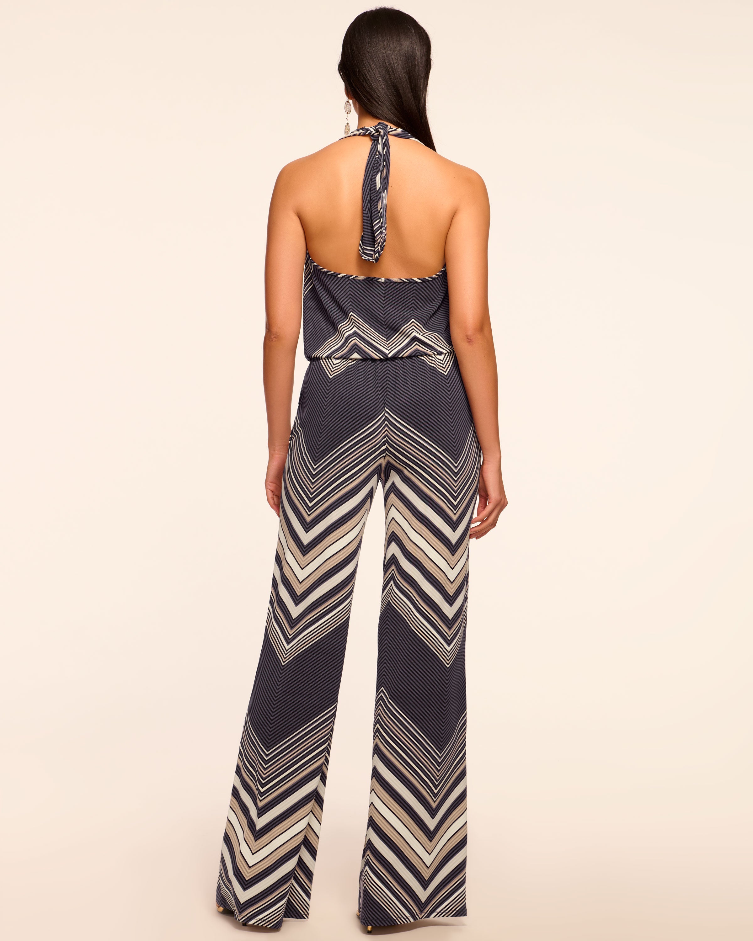 Stephanie Chevron Knit Halter Jumpsuit