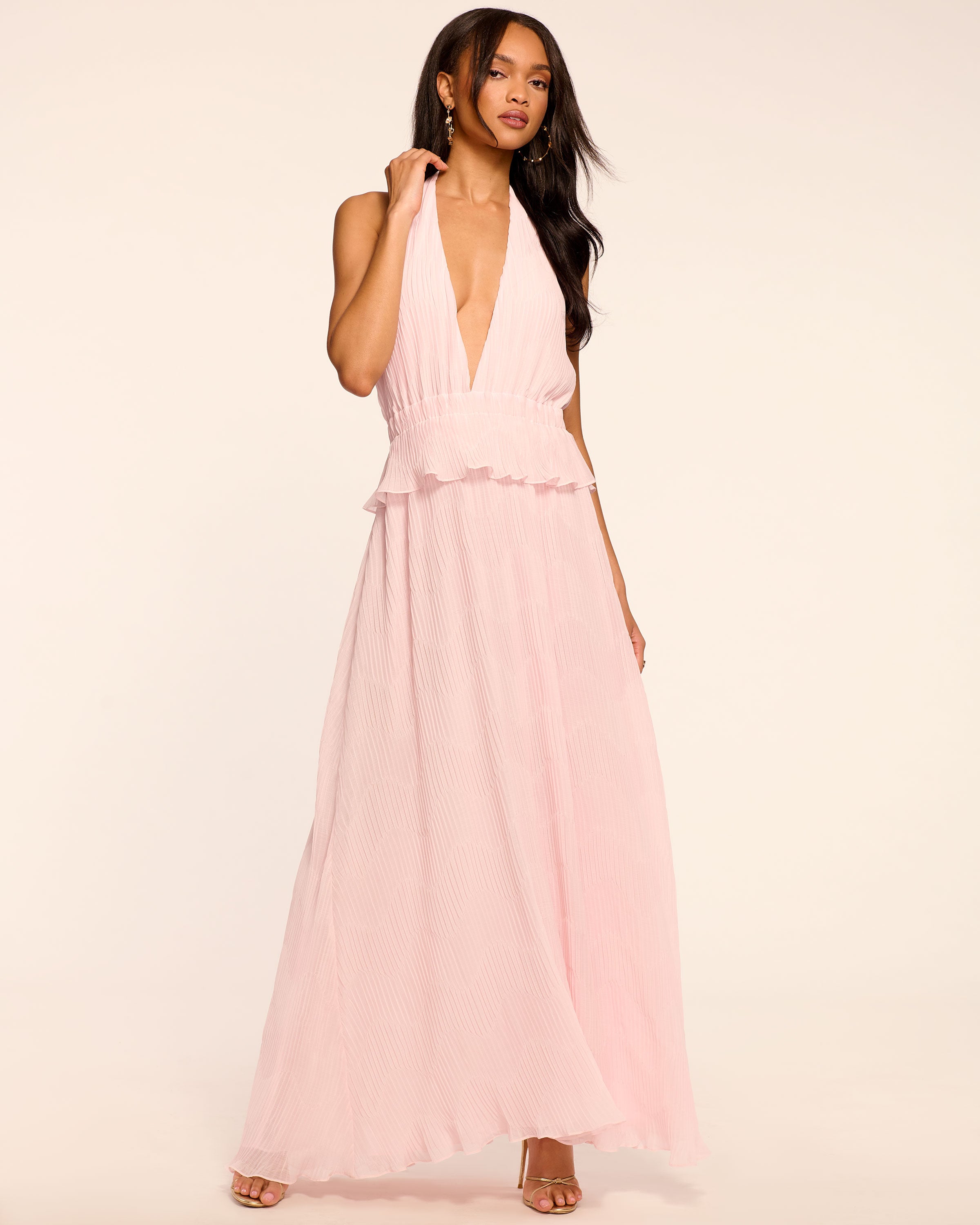 Genevieve Plunging Halter Maxi Dress