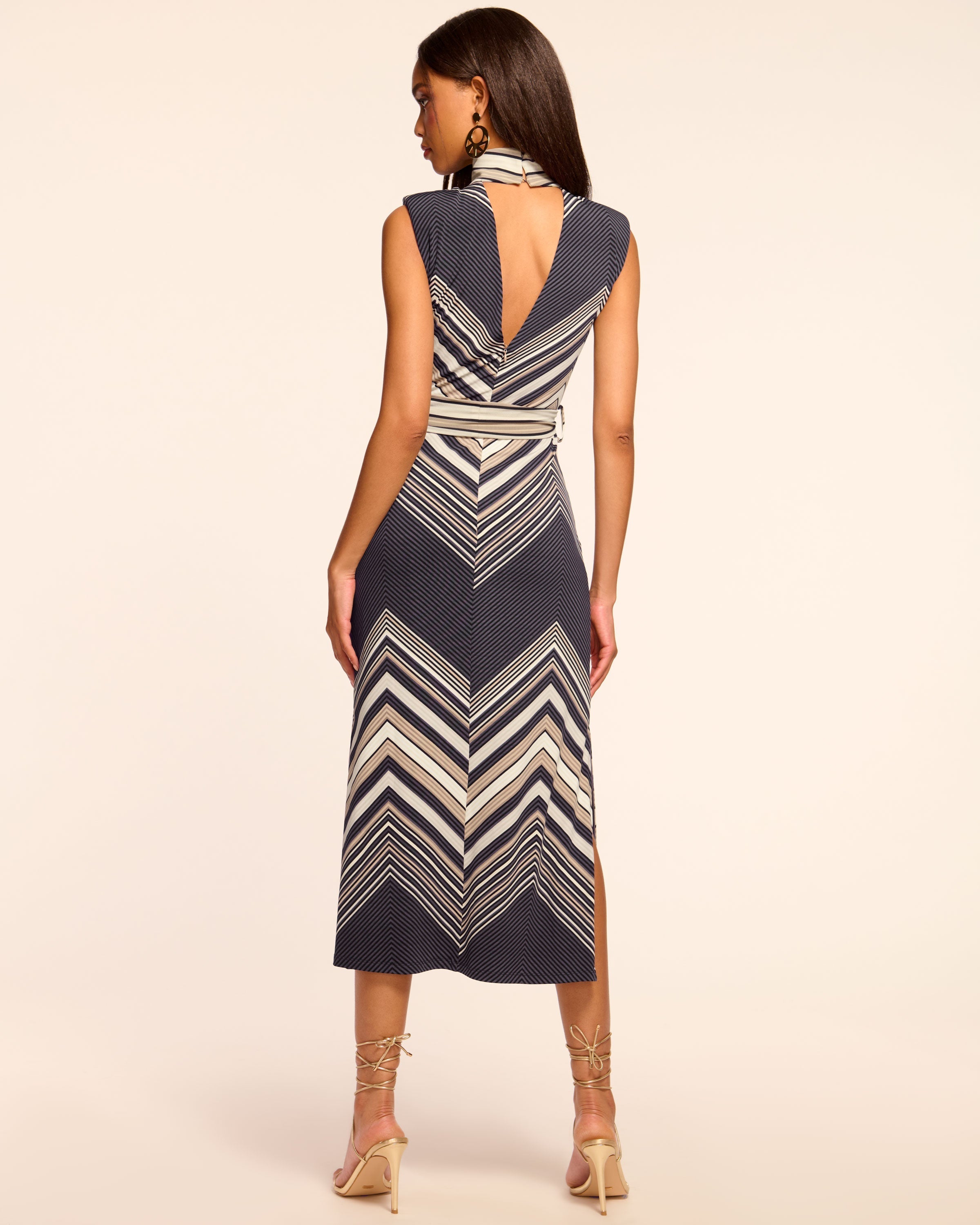 Karolina Chevron Knit Midi Dress