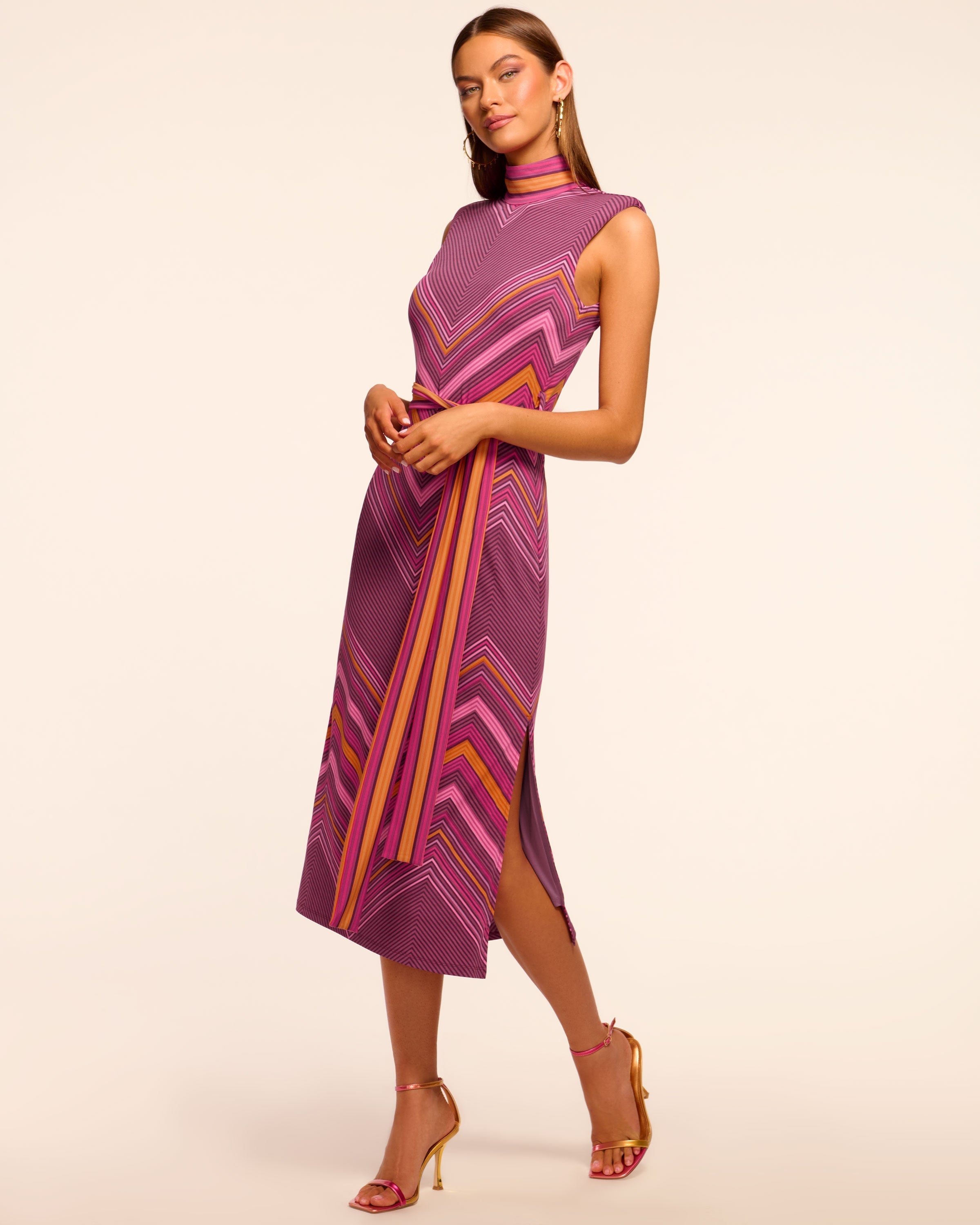 Karolina Chevron Knit Midi Dress
