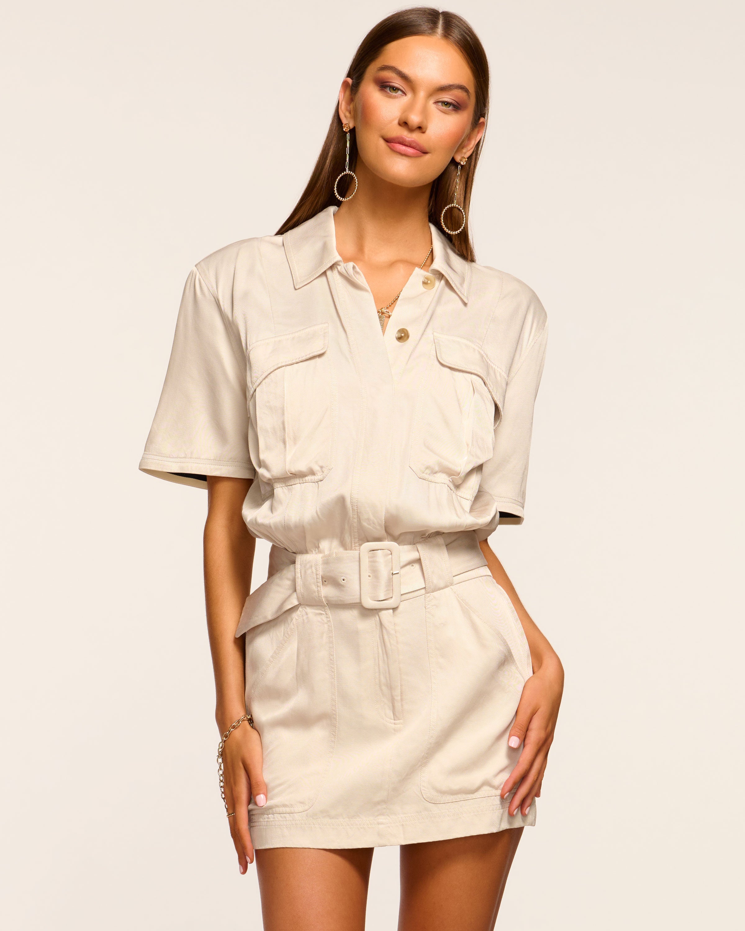 Avery Belted Short Sleeve Mini Dress