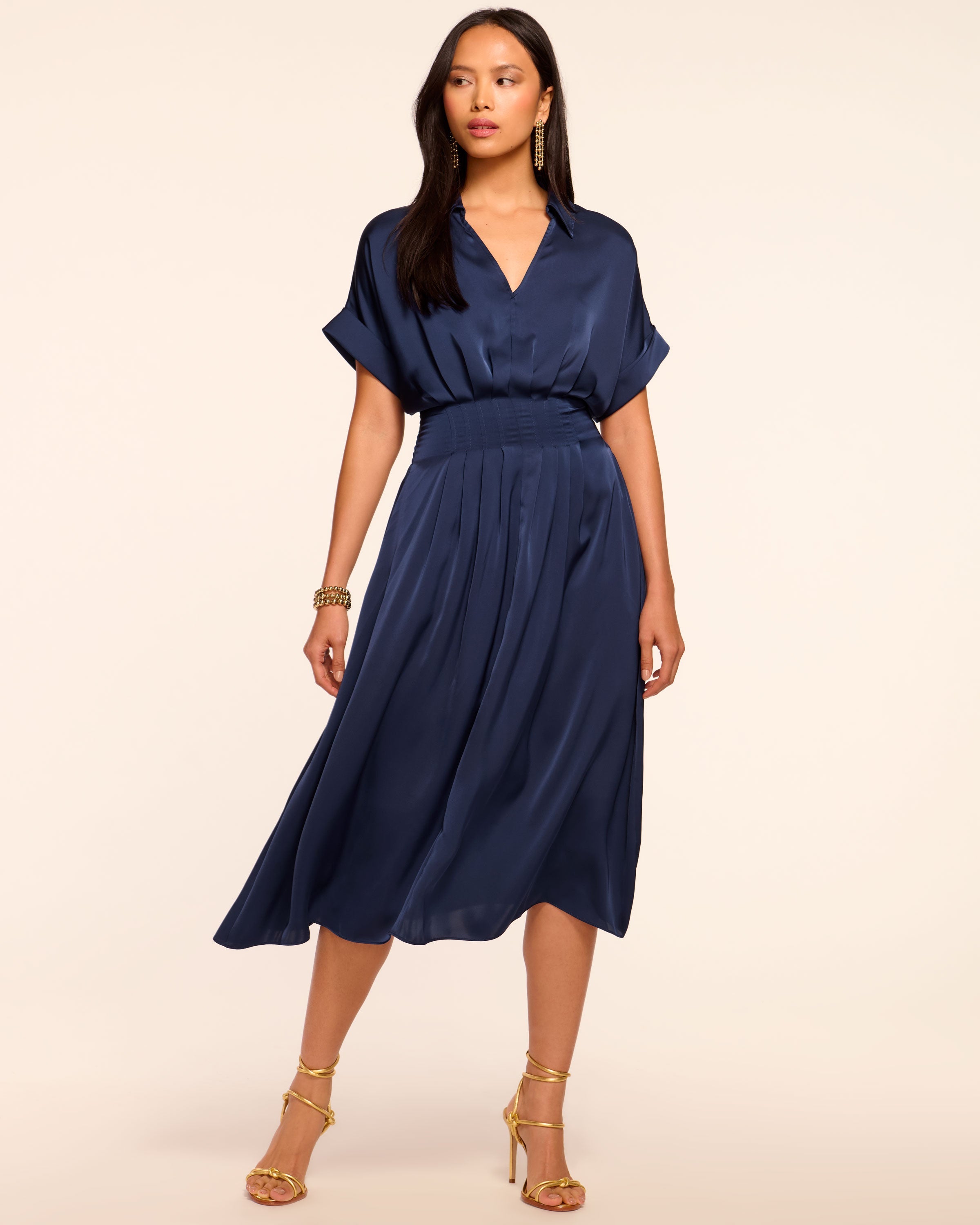 Kayleigh V-Neck Short Sleeve Midi Dress