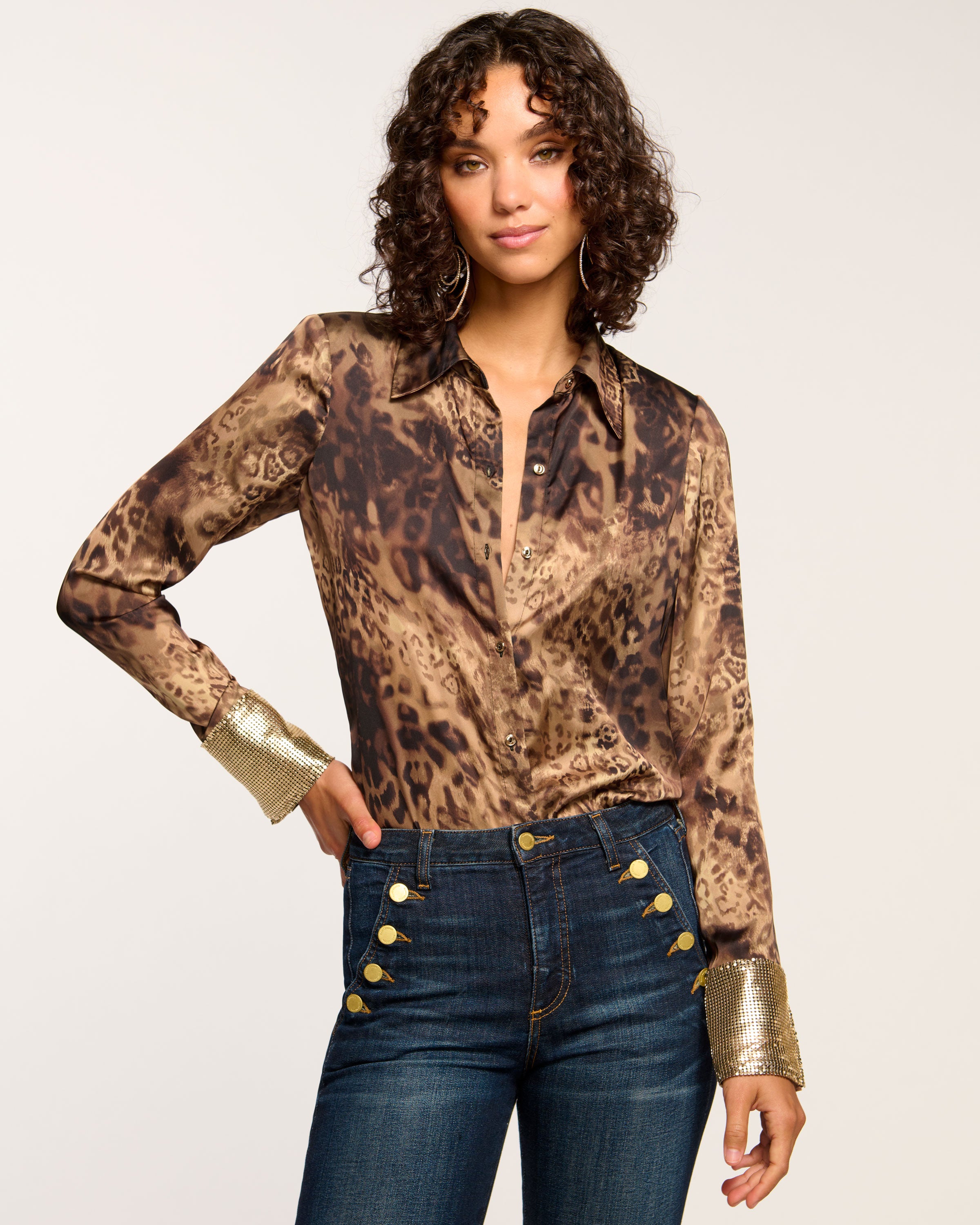 Chrystal Embellished Button Down Top