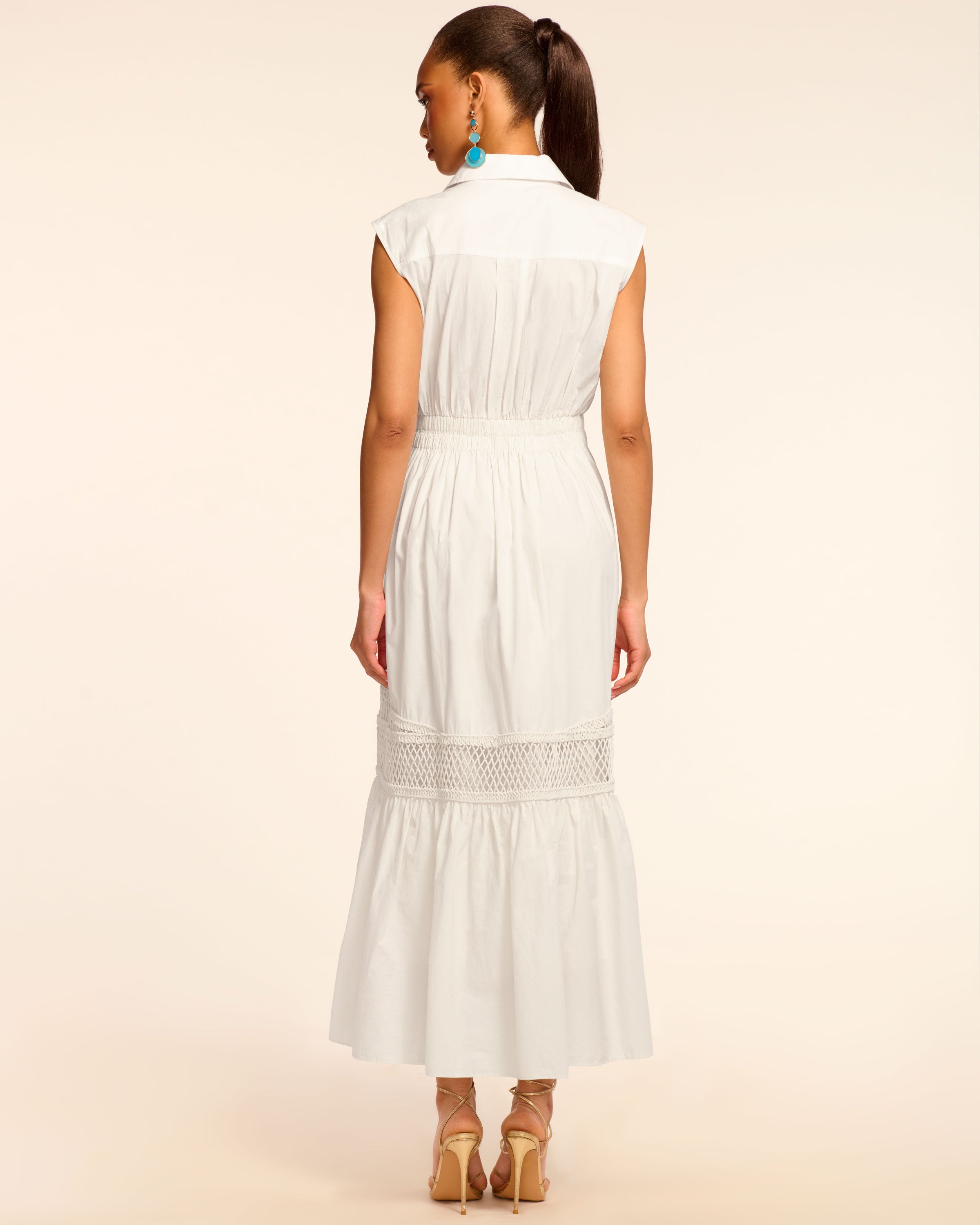 Celina Cotton Poplin Embellished Maxi Dress