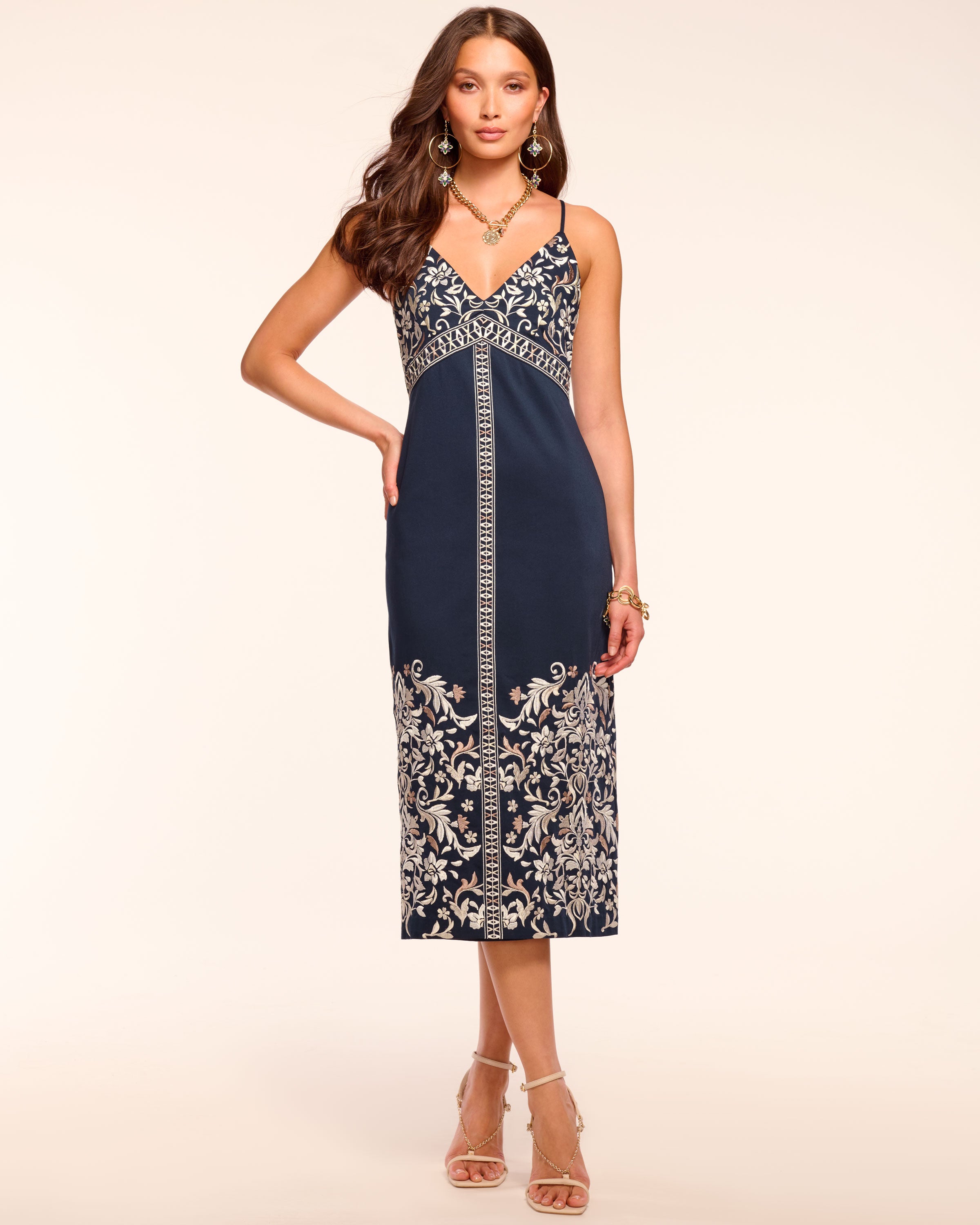 Constanza Cotton Embroidered Midi Dress