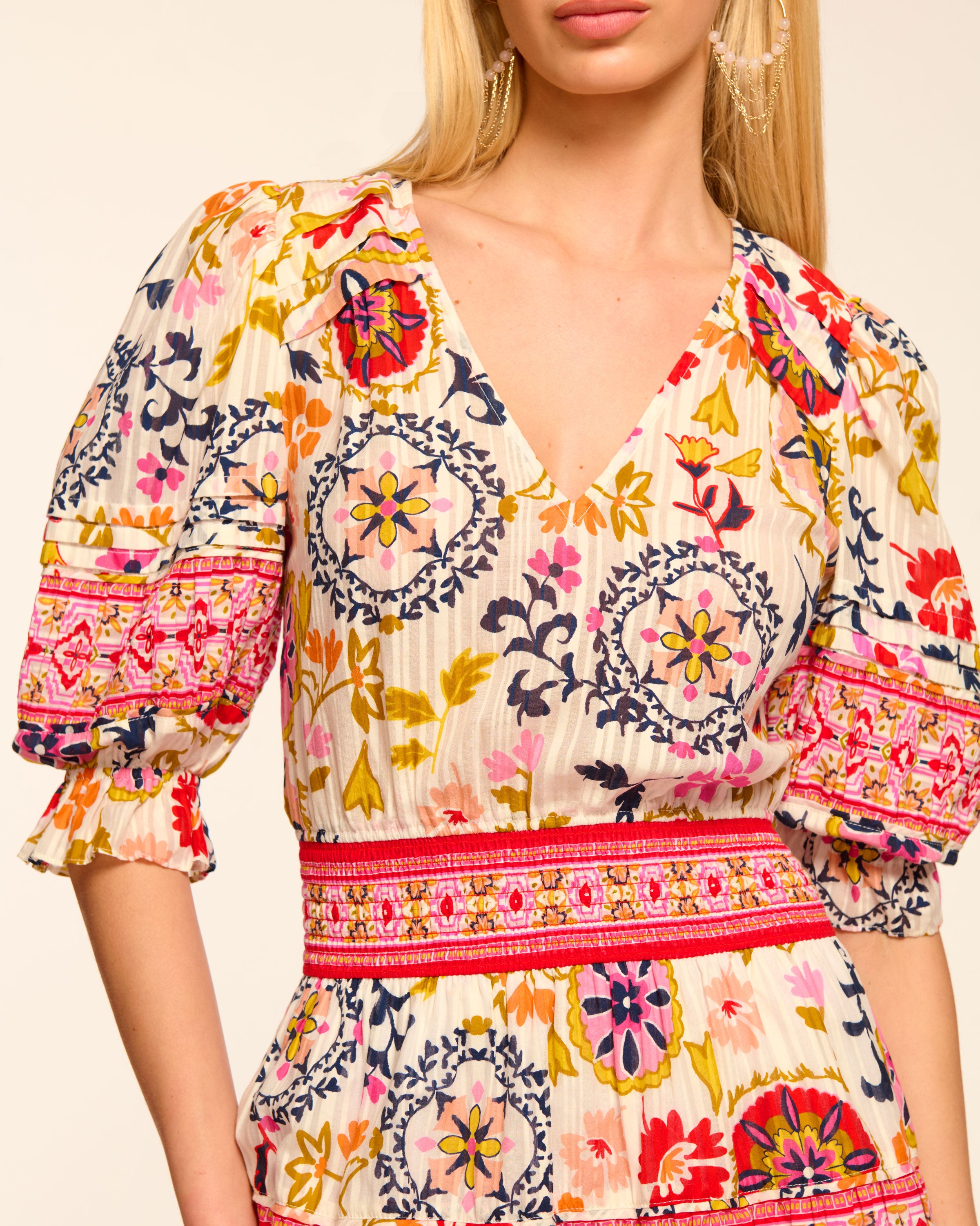 Barbara Cotton Short Sleeve Smocked Mini Dress
